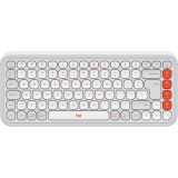 Tastatura Logitech Pop Icon, Wireless, Bluetooth, Off White/Orange