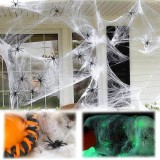 Set de 2 panze de paianjen cu 32 de paianjeni falsi NMBCH, plastic/bumbac, alb/negru, fluorescent