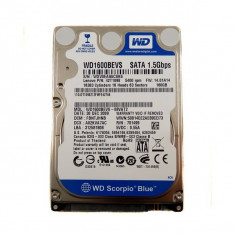 Hard Disk Laptop Sh - Western Digital Blue model WD1600BEVS ,160GBV ,8 MB ,SATA 1.5Gb/s ,