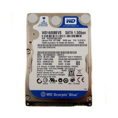 Hard Disk Laptop Sh - Western Digital Blue model WD1600BEVS ,160GBV ,8 MB ,SATA 1.5Gb/s , foto