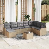 Cumpara ieftin Set de canapele pentru grădină cu pernă 9 pcs Bej Rattan poli