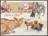 Sao Tome si Principe 2010 - Pisici și c&acirc;ini, Colita, Cota 10 EURO, MNH