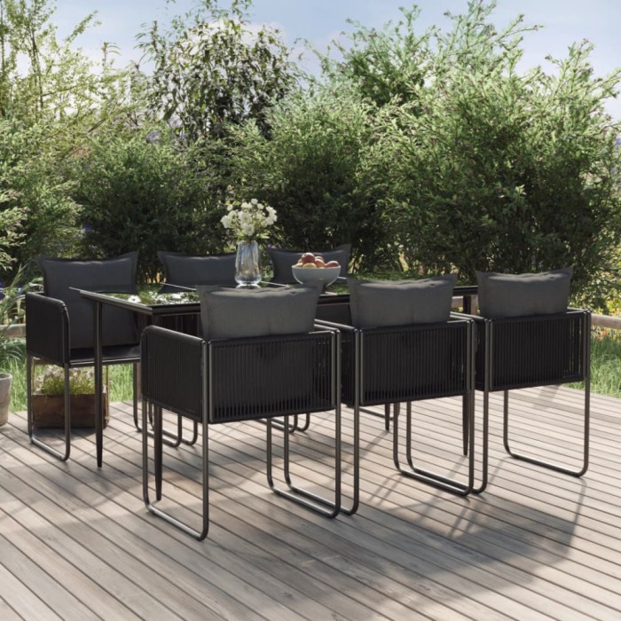 vidaXL Set de servit masa pentru grădină, 7 piese, negru