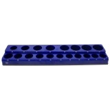 Suport, organizator magnetic de atelier pentru tubulare scurte si lungi, 1/2", 380 x 90 x 32 mm, 19 pozitii, Satra