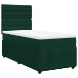 Cumpara ieftin Pat box spring cu saltea, verde inchis, 100x200 cm, catifea