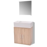 Set mobilier baie format din 3 piese cu chiuveta inclusa, Bej