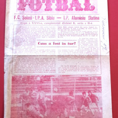 Program meci fotbal FC "SOIMII" IPA SIBIU - ALUMINIU SLATINA (12.05.1985)