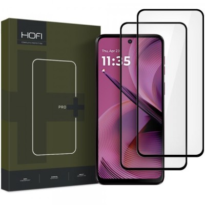 Folie de protectie Ecran HOFI Glass PRO+ pentru Motorola Moto G55, Sticla Securizata, Full Glue, Set 2 bucati, Neagra foto