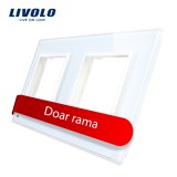 Cumpara ieftin Rama dubla pentru priza Livolo din sticla alba, design modern