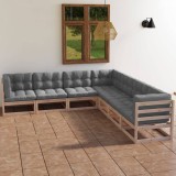 vidaXL Set mobilier de grădină, 7 piese, cu perne, lemn masiv de pin 3076554