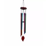 Cumpara ieftin Clopot de vant din lemn si metal cu tuburi multicolor- INVCP7