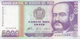 Bancnota Peru 5.000 Intis 1988 - P137 UNC