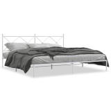 Cumpara ieftin Cadru de pat metalic cu tablie, alb, 193x203 cm
