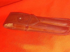 Toc piele unstensile vechi de scris,etui piele vechi pentru stilou de colectie,etui original vintage