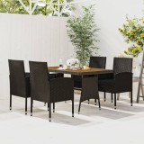 vidaXL Set mobilier de exterior, 5 piese, negru, poliratan 3120099