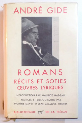 ROMANS, RECITS ET SOTIES. OEUVRES LYRIQUES par ANDRE GIDE, BIBLIOTHEQUE DE LA PLEIADE 1958 foto