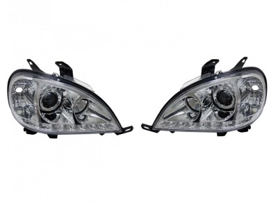 Far Mercedes Clasa Ml (W163), 09.2001-07.2005, model tuning, montare fata, stanga+dreapta, cu lumina de parcare LED; cu lampa ceata LED; H1+H1+LED+PY foto