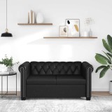 vidaXL Canapea Chesterfield cu 2 locuri, piele artificială, negru