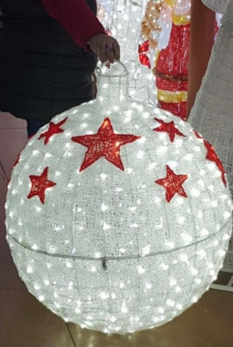 Glob luminos gigant 3D, 1 m inaltime, decoratiune luminoasa Craciun