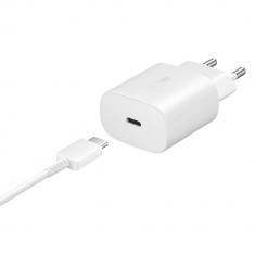 Încărcător de rețea Samsung 25W USB-C + cablu USB-C 1m alb EP-TA800XWEGWWW