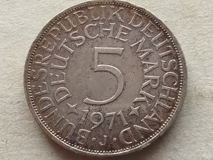 GERMANIA FEDERALA-5 MARK 1971 (J) (Argint)