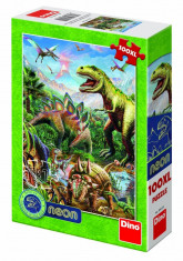 Puzzle XL - Lumea dinozaurilor neon (100 piese) foto