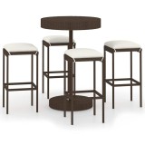 Cumpara ieftin Set mobilier bar de gradina cu perne, 5 piese, maro, poliratan