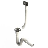 Sifon chiuveta bucatarie, Doruq, cu preaplin, pentru chiuveta cu 1 cuva, plastic, alb