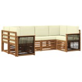 vidaXL Set canapea sectională cu pernă 5 pcs Natural și Crem 3384771