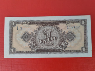 Bancnota 1 leu 1952 serie albastra - o cifra la serie - aUNC+++ foto