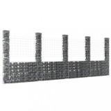 VidaXL Coș de gabion &icirc;n formă de U cu 5 st&acirc;lpi, 500x20x200 cm, fier