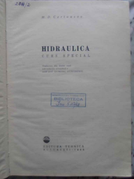 HIDRAULICA CURS SPECIAL-M.D. CERTOUSOV-231149
