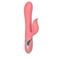 Vibrator Iepuras Enchanted Tickler, 12 Moduri Vibratii, 4 Moduri Rotatii Bile, Silicon, Roz, USB, 20 cm