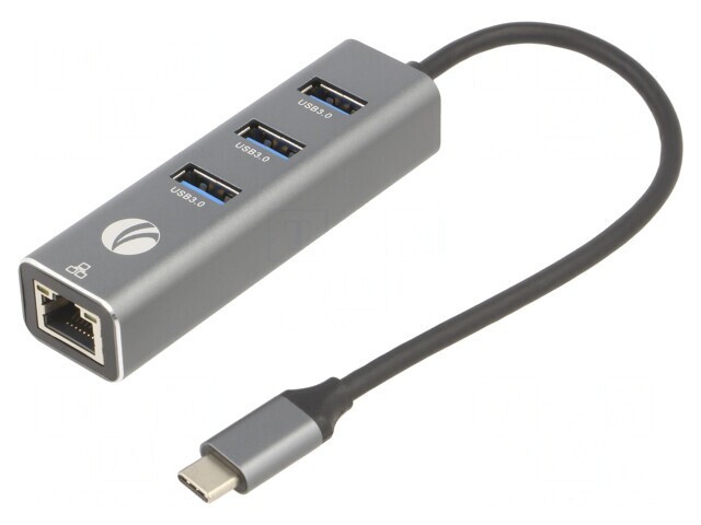 Hub USB 3.0 cu RJ45 și 3 Porturi USB-A, USB-C