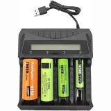 &Icirc;ncărcător acumulatori 18650 universal &ndash; &Icirc;ncărcător baterii Li-ion AA AAA 3.7V, 4 sloturi, afișaj LCD și alimentare USB-C