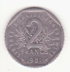 Franța 2 franci 1981 foto