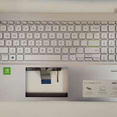 Carcasa superioara cu tastatura palmrest Laptop, Asus, VivoBook 15 K533F, K533FA, K533FL, X521FL-8E, 90NB0LX1-R31UI0, iluminata, argintie, layout US