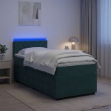 Cumpara ieftin Pat boxspring cu saltea Verde inchis 100 x 200 cm Catifea