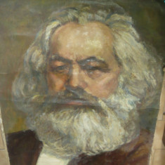 Tablou ulei pe panza - K.Marx - Portret semnat Adina Paula Moscu ,dim.=175x135cm
