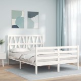 Cumpara ieftin Cadru de pat cu tăblie, alb, 140x200 cm, lemn masiv