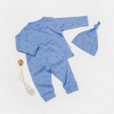 Set 3 piese:bluza, pantaloni si caciulita Printed, BabyCosy, 50% modal+50% bumbac, Lavanda (Marime: 6-9 luni)