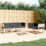 Set canapele gradina vidaXL, 5 piese, lemn masiv pin, perne incluse, modular, antracit