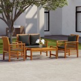Gossi set mobilier de gradina cu perne, 4 piese, lemn masiv de acacia