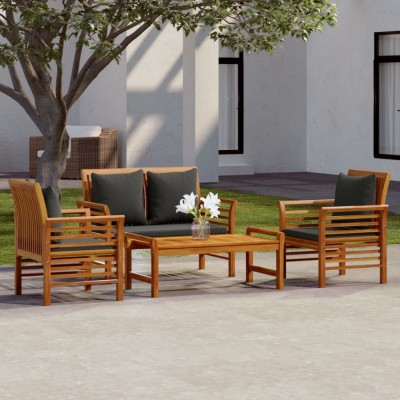 Gossi set mobilier de gradina cu perne, 4 piese, lemn masiv de acacia foto