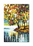 Cumpara ieftin Tablou pictat manual, Peisaj din natura, oaza de liniste, 60x40cm ulei pe panza in cutit efect 3D