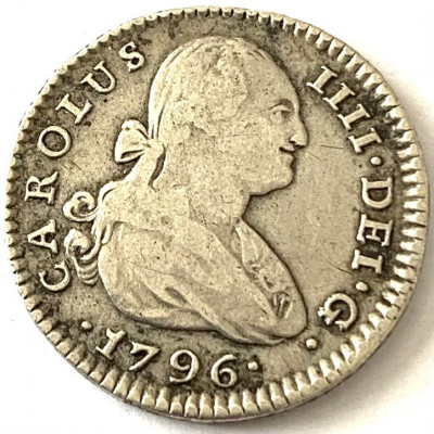 SPANIA 1 REALES / REAL 1796 S-CN. (Carol al IV-lea.),AG.812, KM#429.2 RARA foto