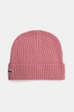 Lacoste caciula de lana culoarea roz, de lana