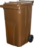 Pubela Europlast 240 L din HDPE, maro, cu roti pentru deseuri