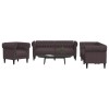 VidaXL Set canapele, 3 piese, maro &icirc;nchis, material textil