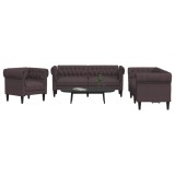 vidaXL Set canapele, 3 piese, maro &icirc;nchis, material textil